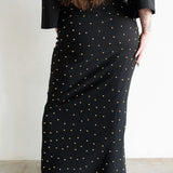 The Perfect No-Slit High Waist Maxi Skirt in Black with Gold Beads