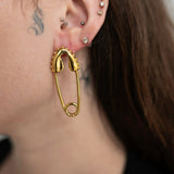 Oversized Gold Safety Pin Statement Earrings