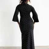 The Perfect No-Slit High Waist Maxi Skirt in Black with Gold Beads