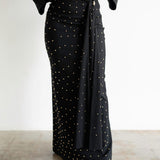 The Perfect No-Slit High Waist Maxi Skirt in Black with Gold Beads