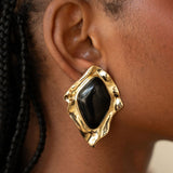 Ara Resin and Gold Earrings Black