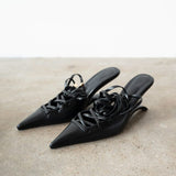 Lacy Lace-Up Unique Heel in Black