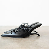 Lacy Lace-Up Unique Heel in Black