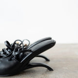 Lacy Lace-Up Unique Heel in Black