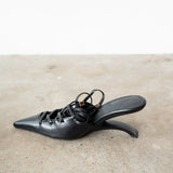 Lacy Lace-Up Unique Heel in Black