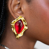 Ara Resin and Gold Earrings Red