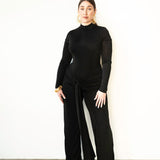 Kiki Long Sleeve Draped Jumpsuit in Black