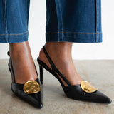 Goldie Slingback Pumps in Black and Gold