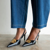Goldie Slingback Pumps in Black and Gold