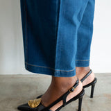 Goldie Slingback Pumps in Black and Gold