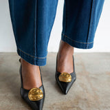 Goldie Slingback Pumps in Black and Gold