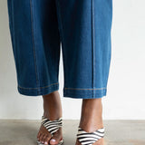 Abila Pony Hair Thong Wedge Sandal with Gold Heel in Zebra Print