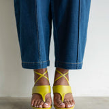 Lala Lace-Up Platform Sandals in Chartreuse Green