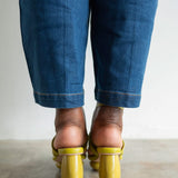 Lala Lace-Up Platform Sandals in Chartreuse Green