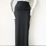 Ade Long Maxi Skirt in Black Pinstripe