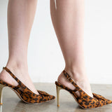 Nimr Belt Slingback Pumps in Leopard