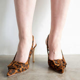 Nimr Belt Slingback Pumps in Leopard