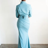 Maida High Waisted Corset Pleated Maxi Skirt