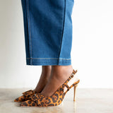 Nimr Belt Slingback Pumps in Leopard