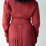 Stacy High Neck Long Sleeve Track Jacket in Red