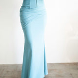 Maida High Waisted Corset Pleated Maxi Skirt