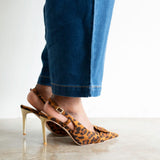 Nimr Belt Slingback Pumps in Leopard