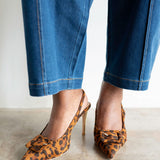 Nimr Belt Slingback Pumps in Leopard