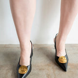 Goldie Slingback Pumps in Black and Gold
