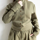 Stacy High Neck Long Sleeve Track Jacket in Olive Green