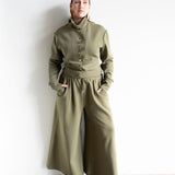 Stacy High Neck Long Sleeve Track Jacket in Olive Green