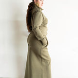 Stacy High Neck Long Sleeve Track Jacket in Olive Green