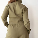 Stacy High Neck Long Sleeve Track Jacket in Olive Green