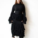 Wura Knit Tassel Maxi Skirt in Black