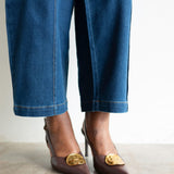 Goldie Slingback Pumps in Brown and Gold