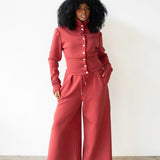 Stacy Cropped Track Pants in Red