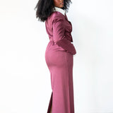 Ade Long Maxi Skirt in Maroon Pinstripe