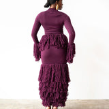 Wura Knit Tassel Maxi Skirt in Plum