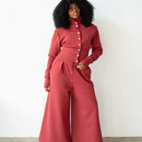 Stacy Cropped Track Pants in Red