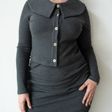 Tolu Long Sleeve Ribbed Top in Heather Grey