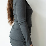 Tolu Long Sleeve Ribbed Top in Heather Grey