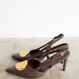 Goldie Slingback Pumps in Brown and Gold