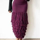 Wura Knit Tassel Maxi Skirt in Plum