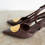 Goldie Slingback Pumps in Brown and Gold