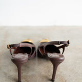 Goldie Slingback Pumps in Brown and Gold