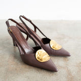 Goldie Slingback Pumps in Brown and Gold