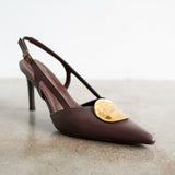 Goldie Slingback Pumps in Brown and Gold