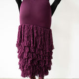Wura Knit Tassel Maxi Skirt in Plum