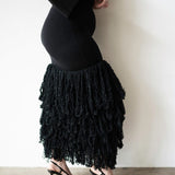 Wura Knit Tassel Maxi Skirt in Black