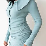 Tolu Long Sleeve Ribbed Top in Ice Blue