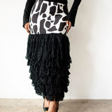 Wura Knit Tassel Maxi Skirt in Black and White